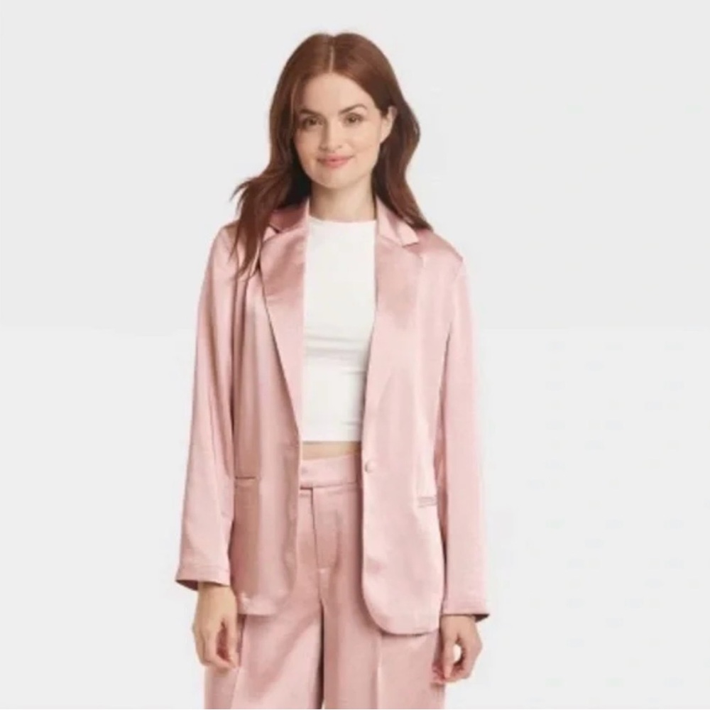 Target A New Day Pink Women's Satin Blazer and Pant Suit Matching Set
